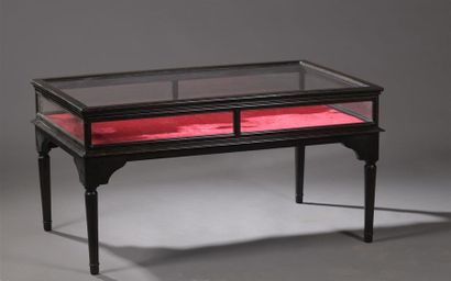 null Table basse formant vitrine en bois noirci.

H. 57 cm – L. 112 cm – P. 70 c...
