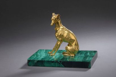 null PAPER PRESS featuring a gilt bronze doggy-style seat on a rectangular malachite...