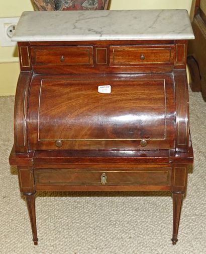 null MINIATURE CYLINDER OFFICE in mahogany and mahogany veneer on all sides inlaid...