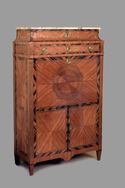 null RIGHT SECRETARY CURIOUS made of veneer wood inlaid with leaves in net frames,...