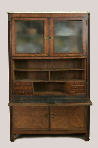 null IMPORTANT SECRETARY RIGHT WINDOW SECRETARY, made of veneer inlaid with leaves,...