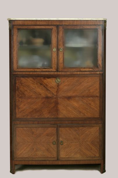 null IMPORTANT SECRETARY RIGHT WINDOW SECRETARY, made of veneer inlaid with leaves,...
