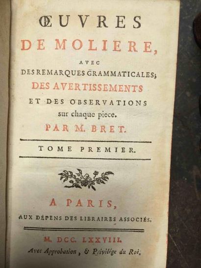 null MOLIERE MOLIERE (Jean-Baptiste Poquelin). - Œuvres. Avec des remarques grammaticales,...