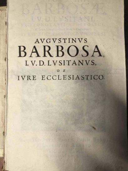 null [RELIGION] - BARBOSA (Agostinho). - Augustini Barbosae […] Juris Ecclesiastici...