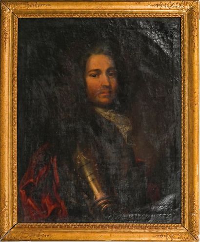 École FRANÇAISE du début du XVIIIe siècle 
Portrait of a man with a breastplate
Oil...