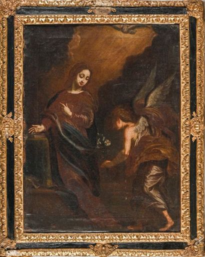 École ESPAGNOLE du XVIIIe siècle 
Annunciation
Oil on canvas H. 59 cm - W. 45 cm