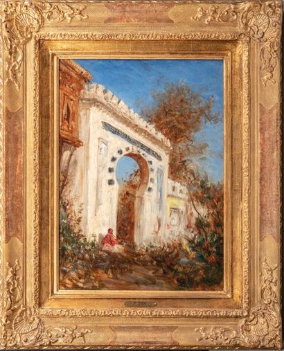 Félix ZIEM (1821-1911) 
Nice, entrance of the villa Baie des Anges
Oil on panel....