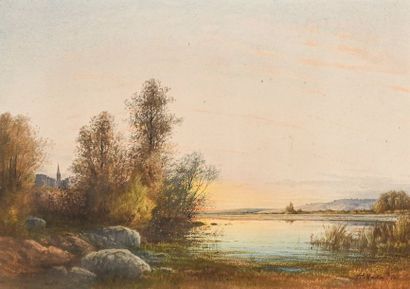 Paul MARTIN (1830-1903) 
Landscape, the borders of the Bléone
Watercolour on paper,...