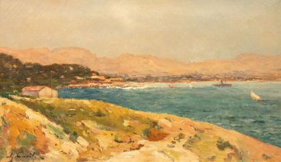 Alfred CASILE (1848-1909) 
Vue de Marseilleveyre
Huile sur toile, signée en bas à...