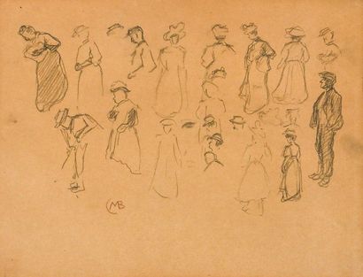 Marius Antoine BARRET (1865-1929) 
Élégantes et personnages aux chapeaux Esquisse...