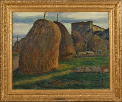 RENE SEYSSAUD (1867-1952) 
Les meules Huile sur toile, signée en bas à droite
H....