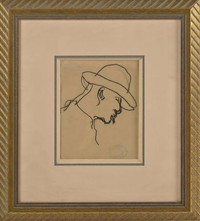 RENE SEYSSAUD (1867-1952) 
Étude de visage et étude de personnage au chapeau Deux...