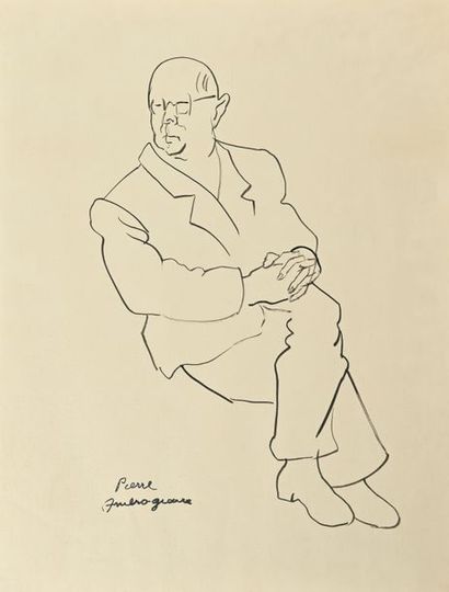 Pierre AMBROGIANI (1907-1985) 
Portrait d'homme
Plume et encre noire, signée en bas...