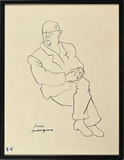 Pierre AMBROGIANI (1907-1985) 
Portrait d'homme
Plume et encre noire, signée en bas...