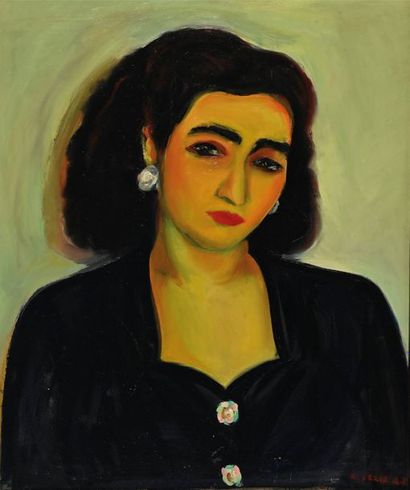 Antoine SERRA (1908-1995) 
Portrait de femme, 1947
Huile sur toile, signée et datée
H....