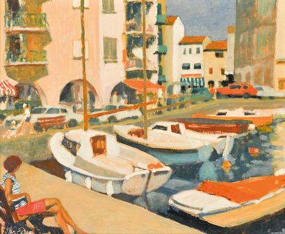 Jean PESCE (né en 1926) 
Le port de La Ciotat.
Huile sur toile, signée en bas à droite
H....