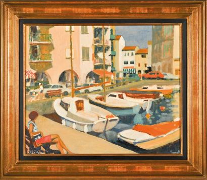 Jean PESCE (né en 1926) 
Le port de La Ciotat.
Huile sur toile, signée en bas à droite
H....
