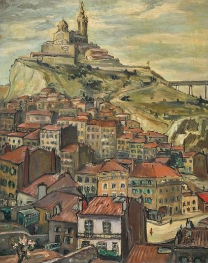 Suzanne SARDIN (XXe siècle) 
Notre-Dame de la Garde, Marseille Huile sur toile, signée...