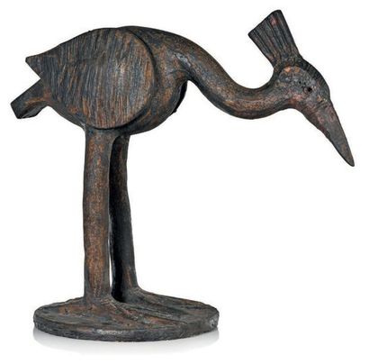 Dominique POUCHAIN (né en 1956) Heron
Zoomorphic sculpture in chamotte clay with...