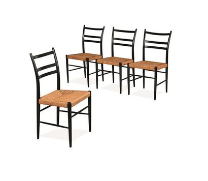YNGVE EKSTRÖM (1913-1988) Suite de quatre chaises modèle «Gracell», structure en...