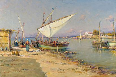 Charles MALFROY (1862-1918) Barque en bord de mer
Huile sur toile, signée en bas...