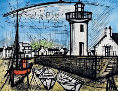 Bernard BUFFET (1928-1999) Canal au phare, 1969
Encre rehaussée à l'aquarelle, signée...