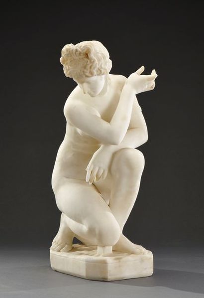 null Dans le goût de James PRADIER (1790-1852) Venus accroupie Sculpture en marbre...