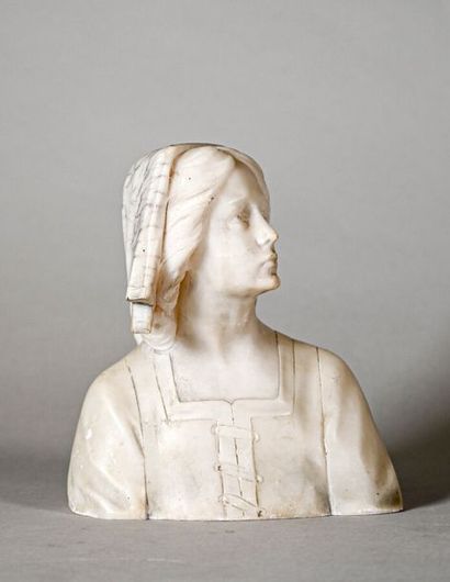 null d'après Henri CHAPU (1833-1891)
Jeanne d'arc
Epreuve en albâtre
H. 16,5 cm L....