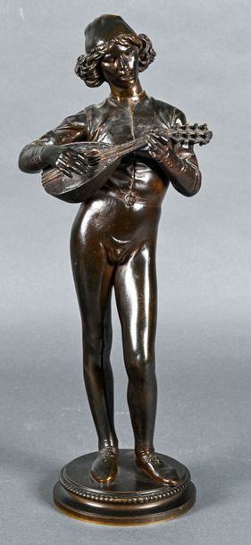 null Paul DUBOIS (1829-1905) Le chanteur florentin Epreuve en bronze à patine brune,...