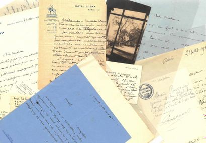 null [ARTISTES]. 12 lettres et 4 cartes de visite.
Albert BESNARD (2), Jean-Gabriel...