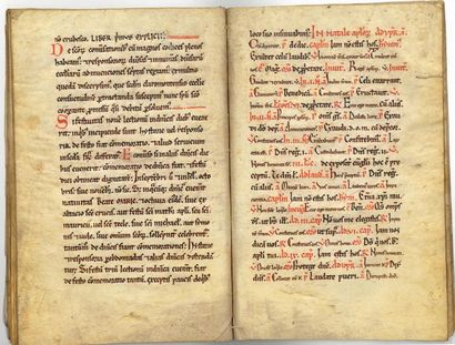null [OVERLAPPING CHATTER] Fourteenth-century manuscript. 46 pp. in-4, bound in a...