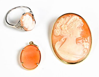 null Set of cameos on chalcedony

Composed of a silver ring, a small pendant in 18k...