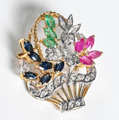 null Yellow gold brooch

18k (750 thousandths) with a tutti frutti basket decoration...