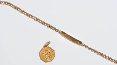 null Small lot in 18k gold

composed of a medal with a cherub and a rose gold bracelet...