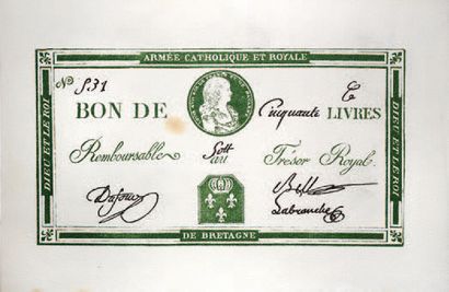  Lot de 6 bons Bon au porteur de 25 francs, 28 Vendemaire an VII (19 Octobre 1798),...