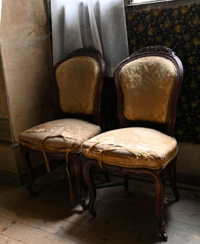 null Bergère et paire de chaises en acajou mouluré et sculpté
Epoque Napoléon III
H....