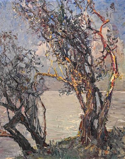 null Louis BONAMICI (1878-1966) Two big trees on the sea

Oil on canvas signed lower...