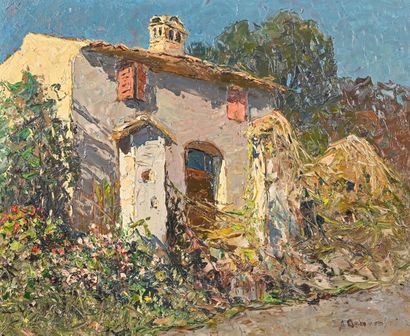 null Louis BONAMICI (1878-1966) Flowered house 

Oil on panel signed lower right...