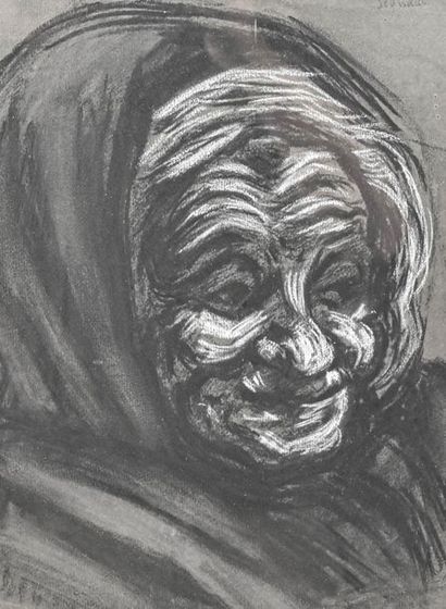 null Portrait of an old lady Gouache and charcoal 

H. 30 cm W. 23 cm