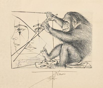 null Pierre-Yves TREMOIS (1921-) Monkey and pencil

Engraving signed, countersigned...