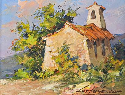 null Fortunate CAR (XX) 

Chapel in the hill

Oil on isorel, signed lower right

H....