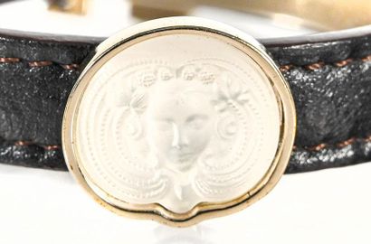 null LALIQUE Bracelet with central medallion in crystal engraved with a woman's mask,...