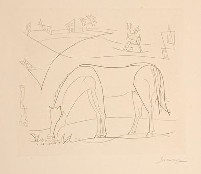 null Léopold SURVAGE (1879-1968)
[Cheval broutant] planche de la suite Pégase, 1965
Gravure...