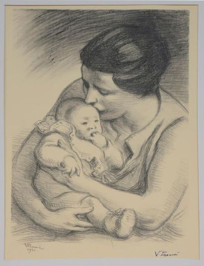 null Victor PROUVÉ (1858 1942)
Maternité. 
Lithographie. Très belle épreuve sur vélin....