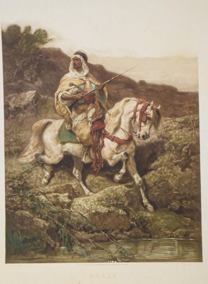 null [Orientalisme] D'après Adolf SCHREYER (1828 - 1899)
Arabe. 
Grande photogravure...