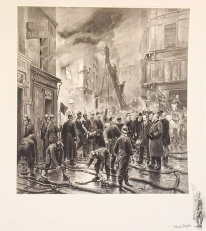 null D'après Edouard DETAILLE (1848 1912)
Brigade de pompiers en action, à Paris....