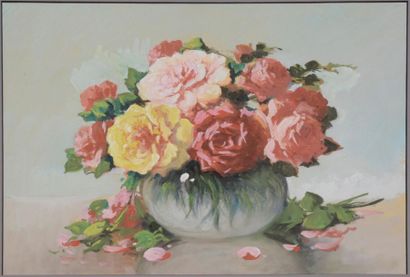 null Herman DELPECH (école bordelaise, début du XXe siècle)
Bouquet de fleurs. 
Gouache...