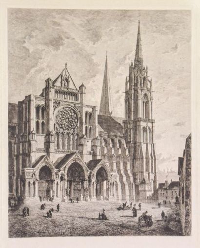 null Alfred Alexandre DELAUNEY (1830-1894)
Cathédrale de Chartres. 
Eau-forte monumentale...