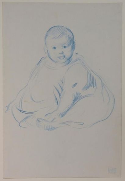null Victor PROUVÉ (1858 1942)
Etude de bébé.
Dessin au crayon bleu. Porte le cachet...