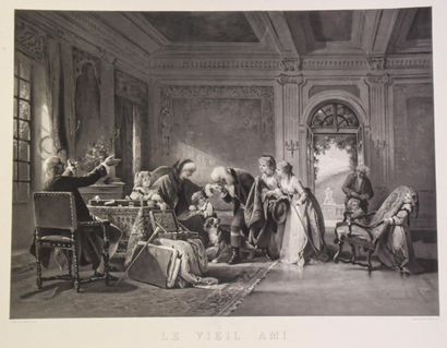 null D'après François Claudius COMPTE-CALIX (1813 - 1880)
Le vieil ami. 
Photogravure...